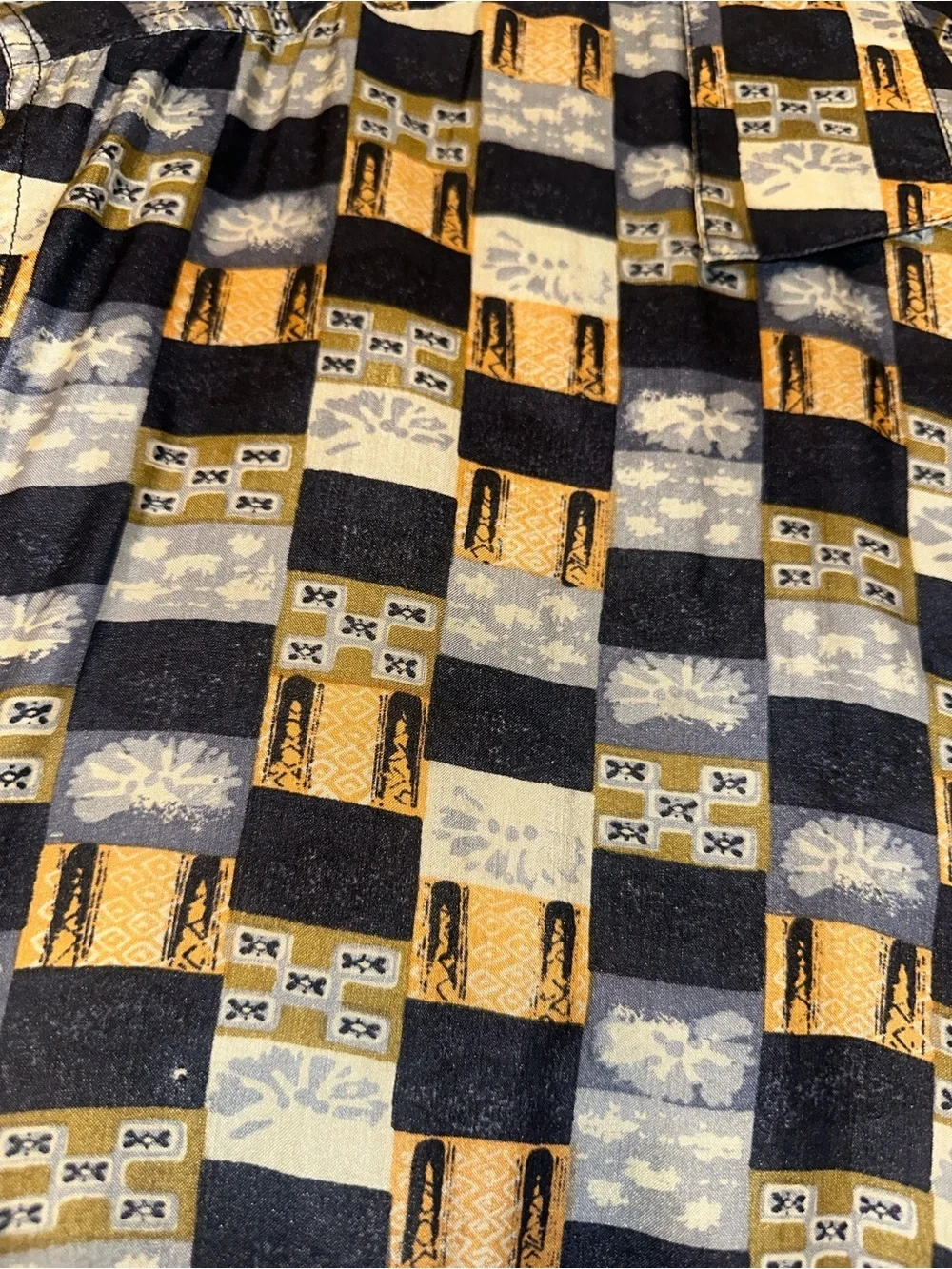 Vintage 90s Summa 100% Silk Abstract Geometric Button Up Shirt Mens L